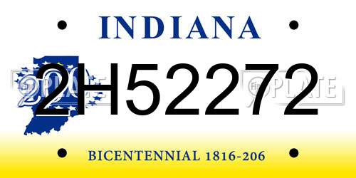 2H52272 Indiana License Plate
