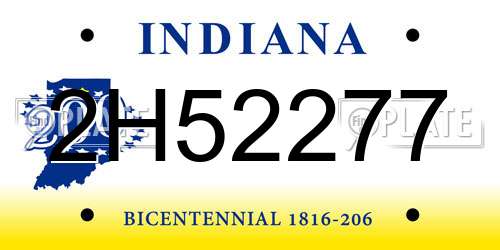 2H52277 Indiana License Plate