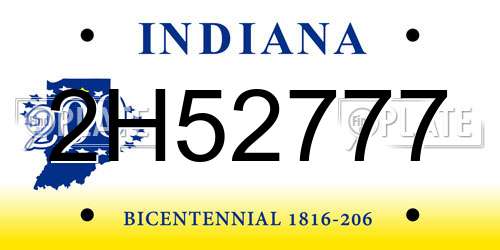 2H52777 Indiana License Plate