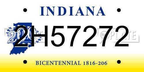 2H57272 Indiana License Plate