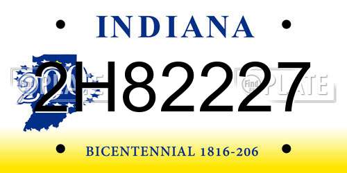 2H82227 Indiana License Plate