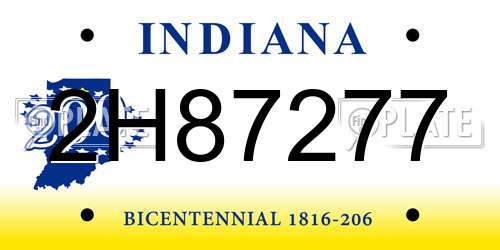 2H87277 Indiana License Plate