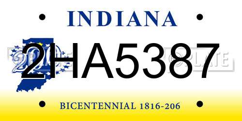 2HA5387 Indiana License Plate