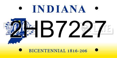 2HB7227 Indiana License Plate