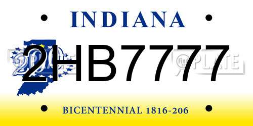 2HB7777 Indiana License Plate