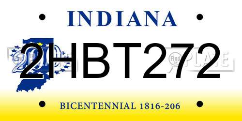 2HBT272 Indiana License Plate