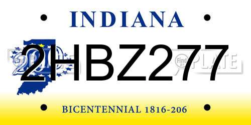 2HBZ277 Indiana License Plate