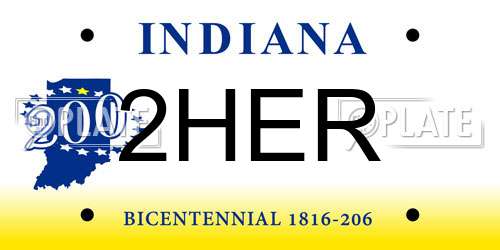 2HER Indiana License Plate