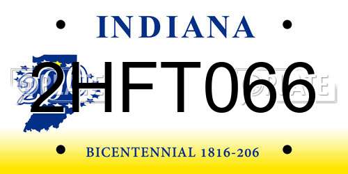 2HFT066 Indiana License Plate