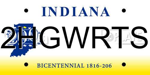 2HGWRTS Indiana License Plate