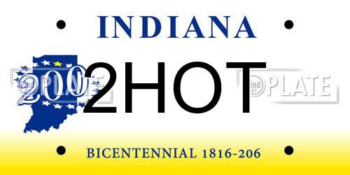 2HOT Indiana License Plate