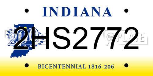 2HS2772 Indiana License Plate