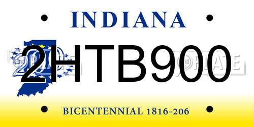 2HTB900 Indiana License Plate