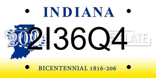 2I36Q4 Indiana License Plate