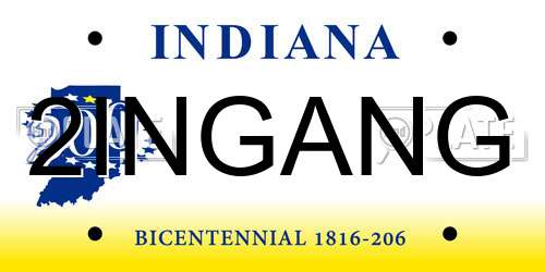 2INGANG Indiana License Plate
