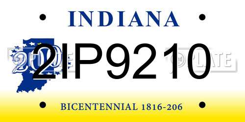 2IP9210 Indiana License Plate