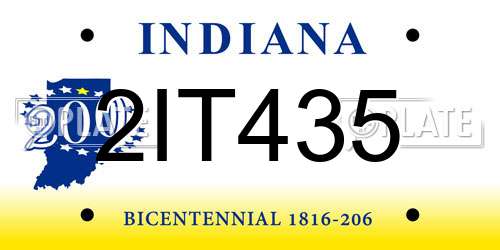 2IT435 Indiana License Plate