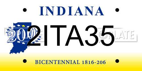 2ITA35 Indiana License Plate