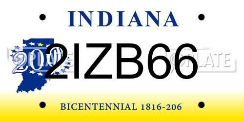2IZB66 Indiana License Plate