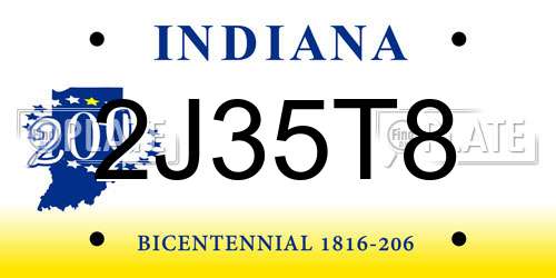 2J35T8 Indiana License Plate