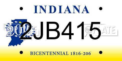 2JB415 Indiana License Plate