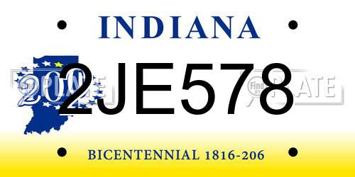 2JE578 Indiana License Plate
