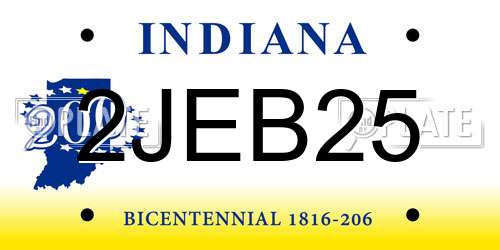 2JEB25 Indiana License Plate