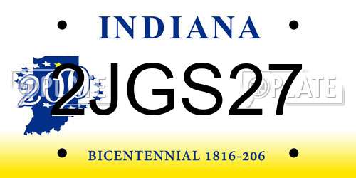 2JGS27 Indiana License Plate