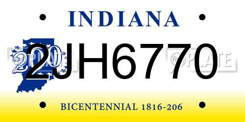 2JH6770 Indiana License Plate
