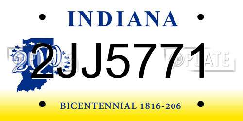 2JJ5771 Indiana License Plate