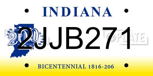 2JJB271 Indiana License Plate