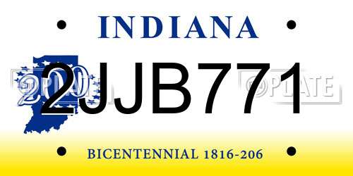 2JJB771 Indiana License Plate