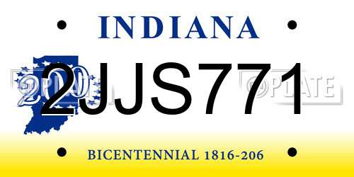 2JJS771 Indiana License Plate