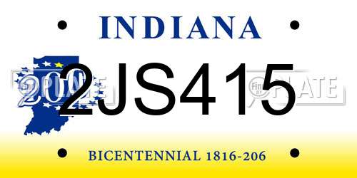 2JS415 Indiana License Plate