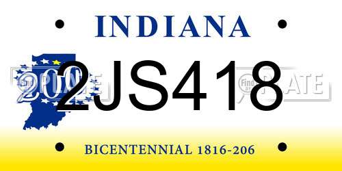 2JS418 Indiana License Plate