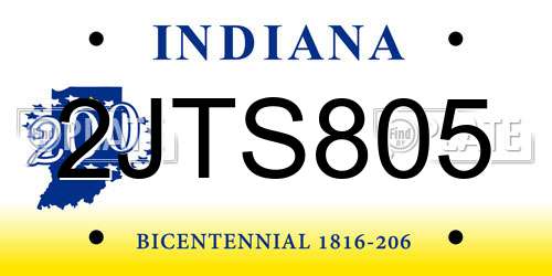 2JTS805 Indiana License Plate