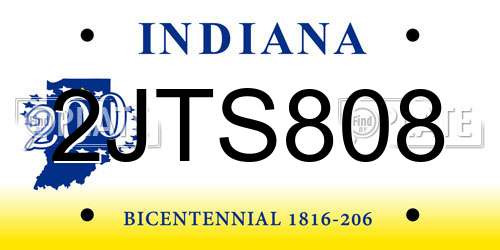 2JTS808 Indiana License Plate