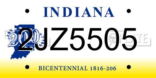 2JZ5505 Indiana License Plate