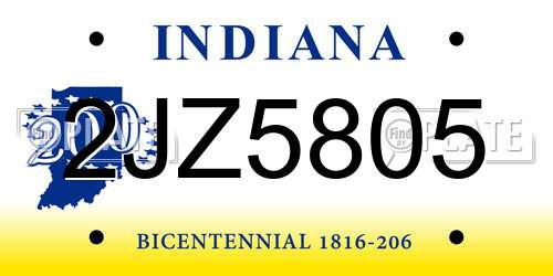 2JZ5805 Indiana License Plate