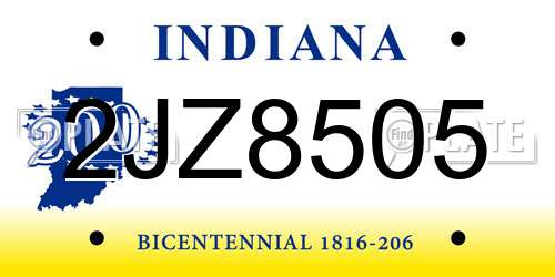 2JZ8505 Indiana License Plate