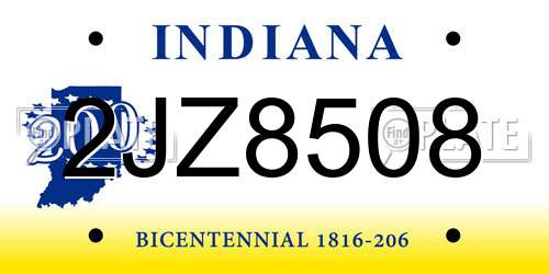 2JZ8508 Indiana License Plate