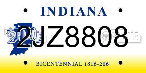 2JZ8808 Indiana License Plate