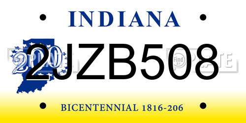 2JZB508 Indiana License Plate