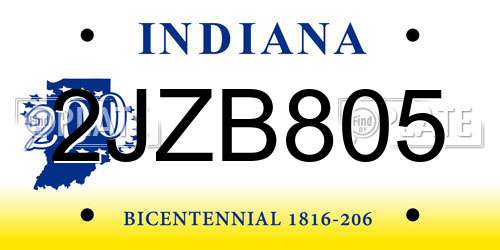 2JZB805 Indiana License Plate