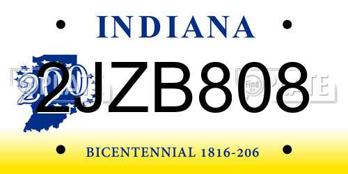 2JZB808 Indiana License Plate