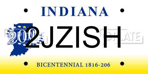 2JZISH Indiana License Plate
