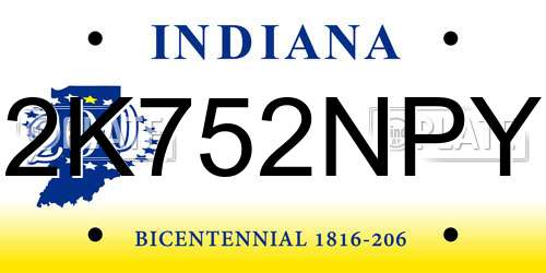 2K752NPY Indiana License Plate