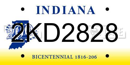 2KD2828 Indiana License Plate