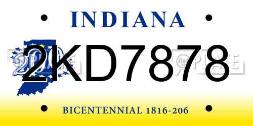2KD7878 Indiana License Plate