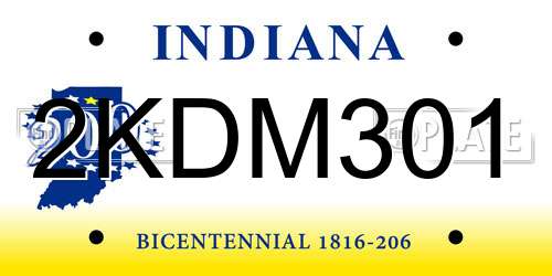 2KDM301 Indiana License Plate